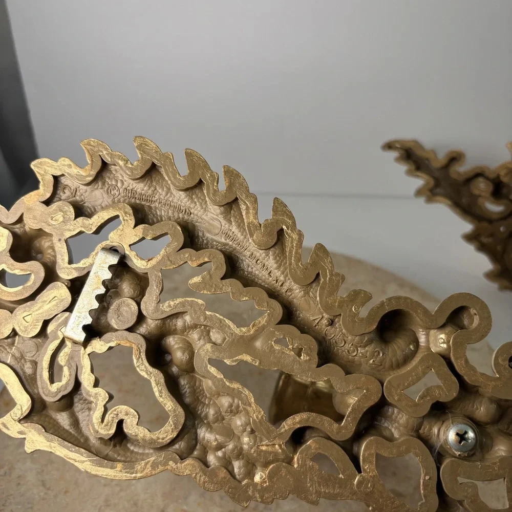 Burwood Vintage Gold Wall‎ Sconce Pair Ornate Hollywood Regency Floral Tassel